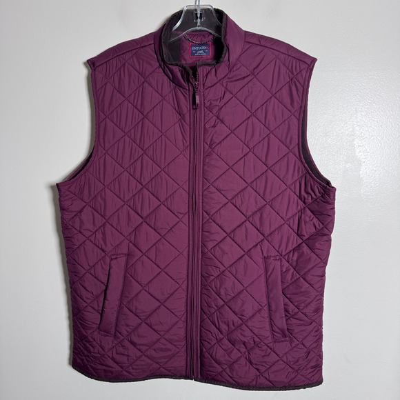 UNTUCKit Other - UNTUCKit Quilted Vest Mens Large Burgundy Diamond Pattern Full Zip Casual Puffer